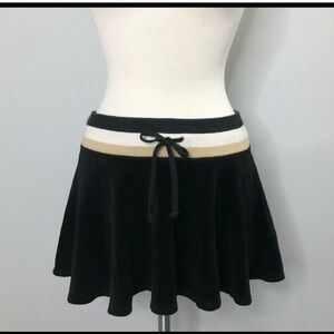 ISO Juicy Couture black striped velour mini skirt size Large